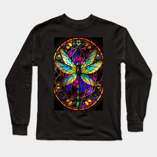 Stained Glass Dragonfly Long Sleeve T-Shirt